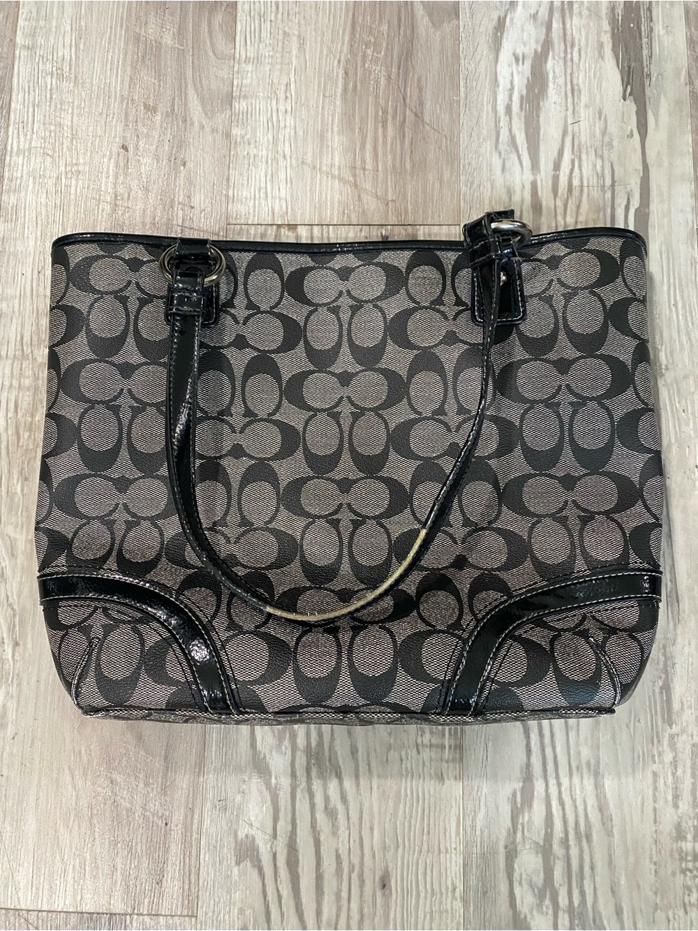 Coach Black and Gray Signature Canvas Tote Bag - Picture 5 of 11